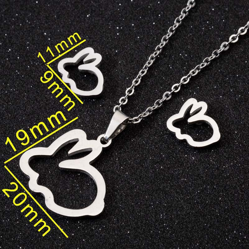 Wholesale Stainless Steel Coconut Hollow Pineapple Thousand Paper Crane Necklace Set